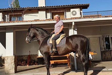 Caballos del Jarama Señor encima de caballo